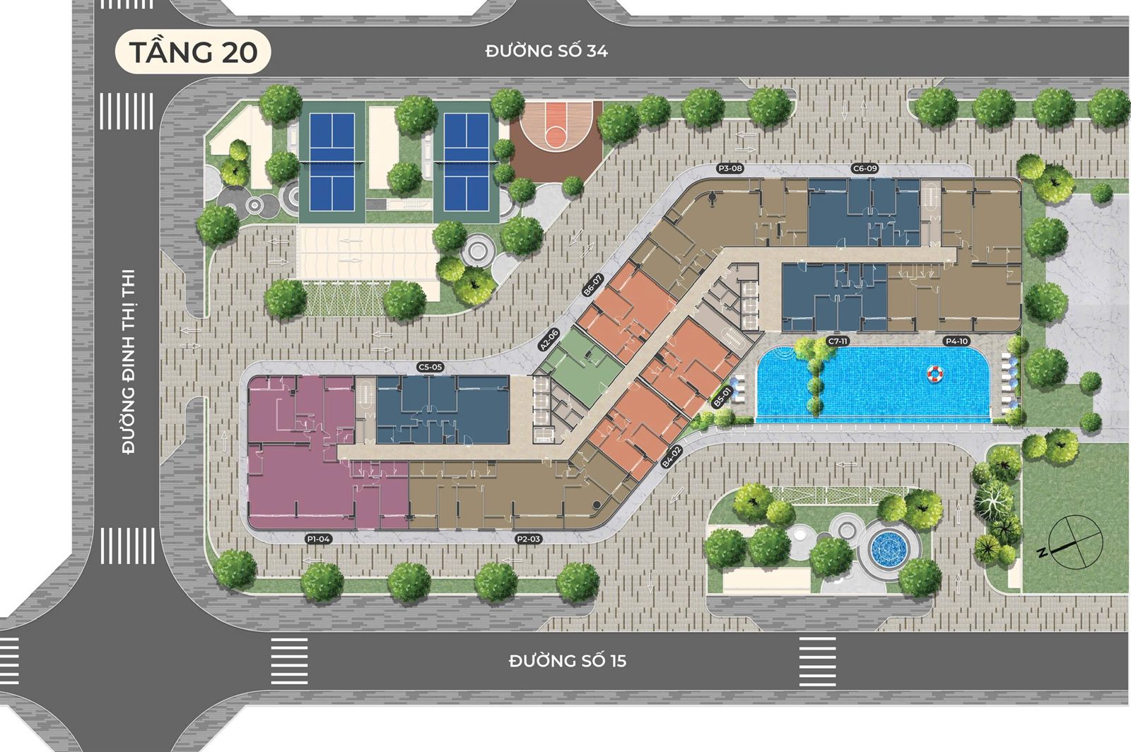 Mặt bằng tầng 20 Diamond Sky Vạn Phúc City