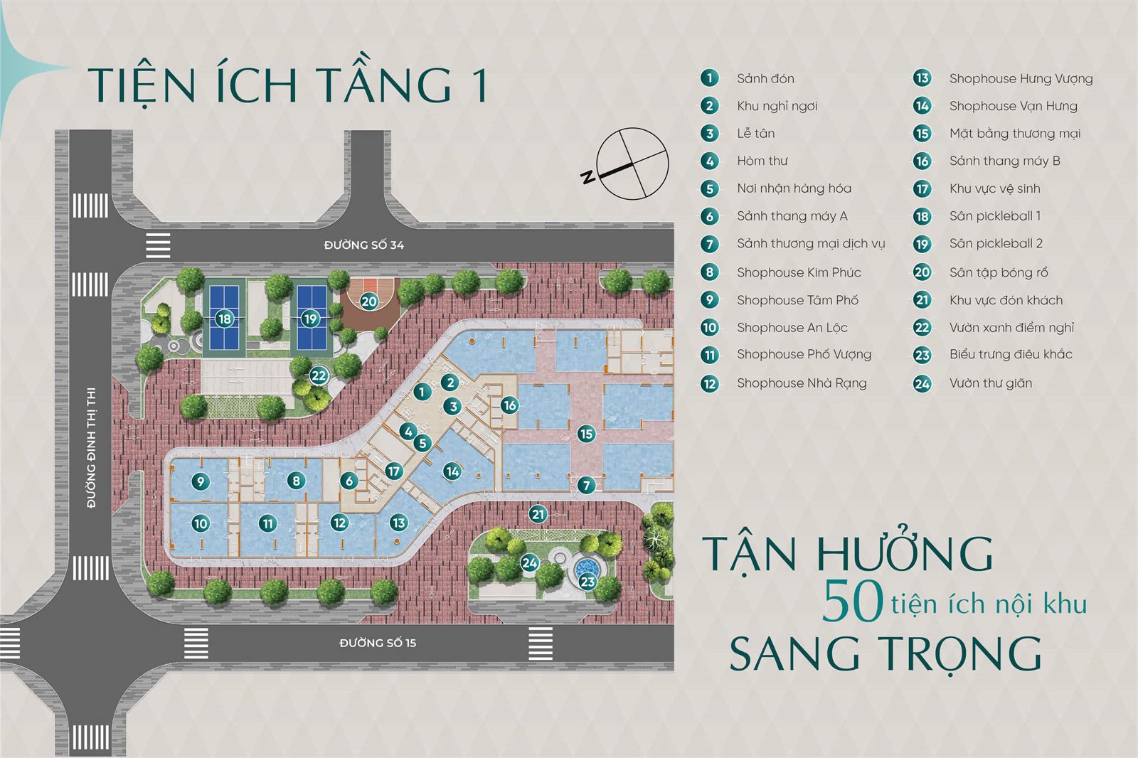 Mặt bằng tiện ích tầng 1 Diamond Sky
