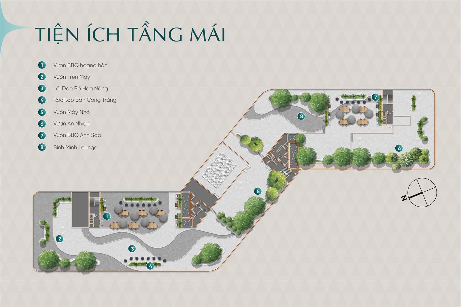 Mặt bằng tiện ích tầng mái Diamond Sky