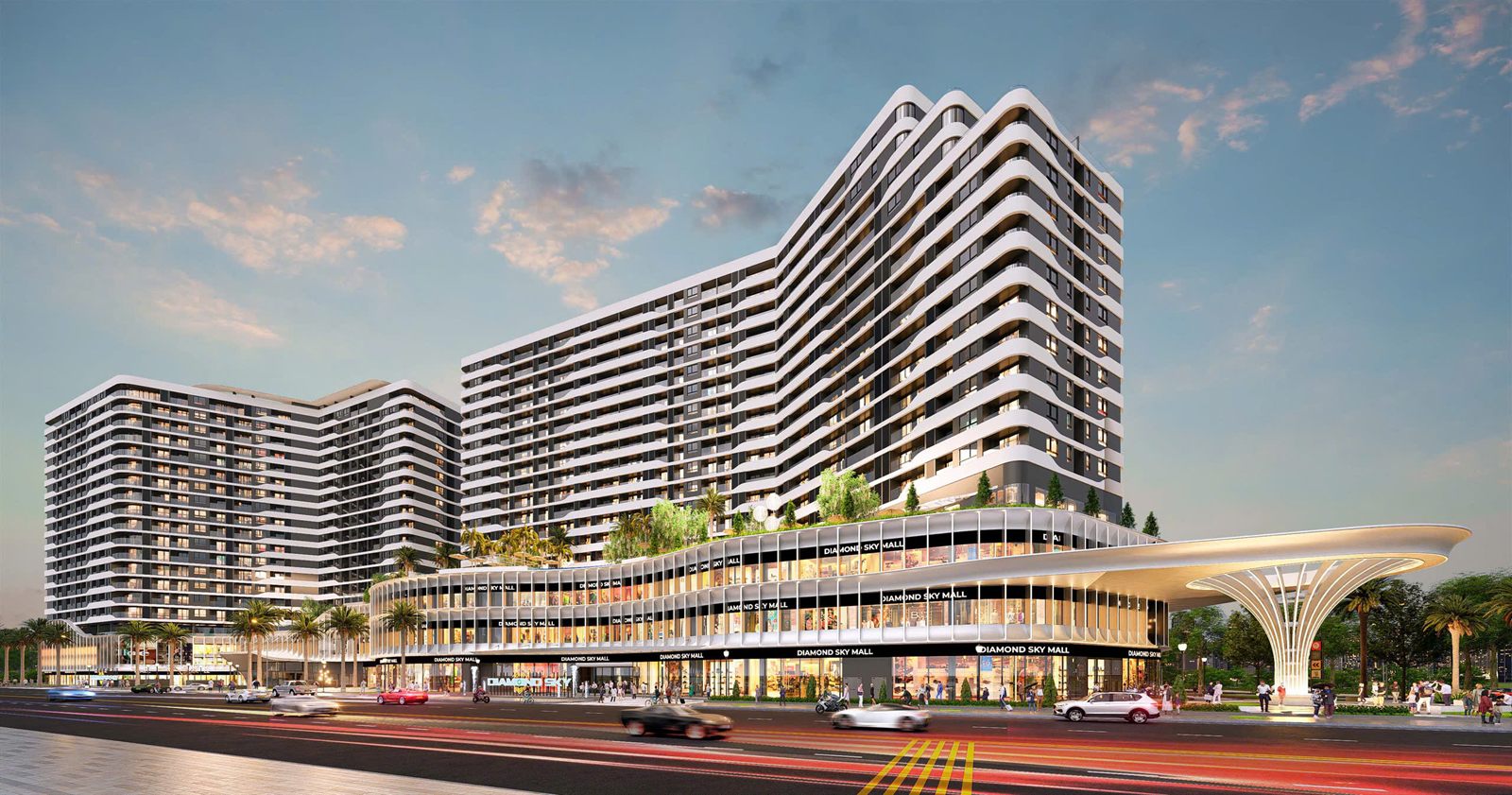 Phối cảnh tổng thể 2 toà tháp Diamond Sky Vạn Phúc City