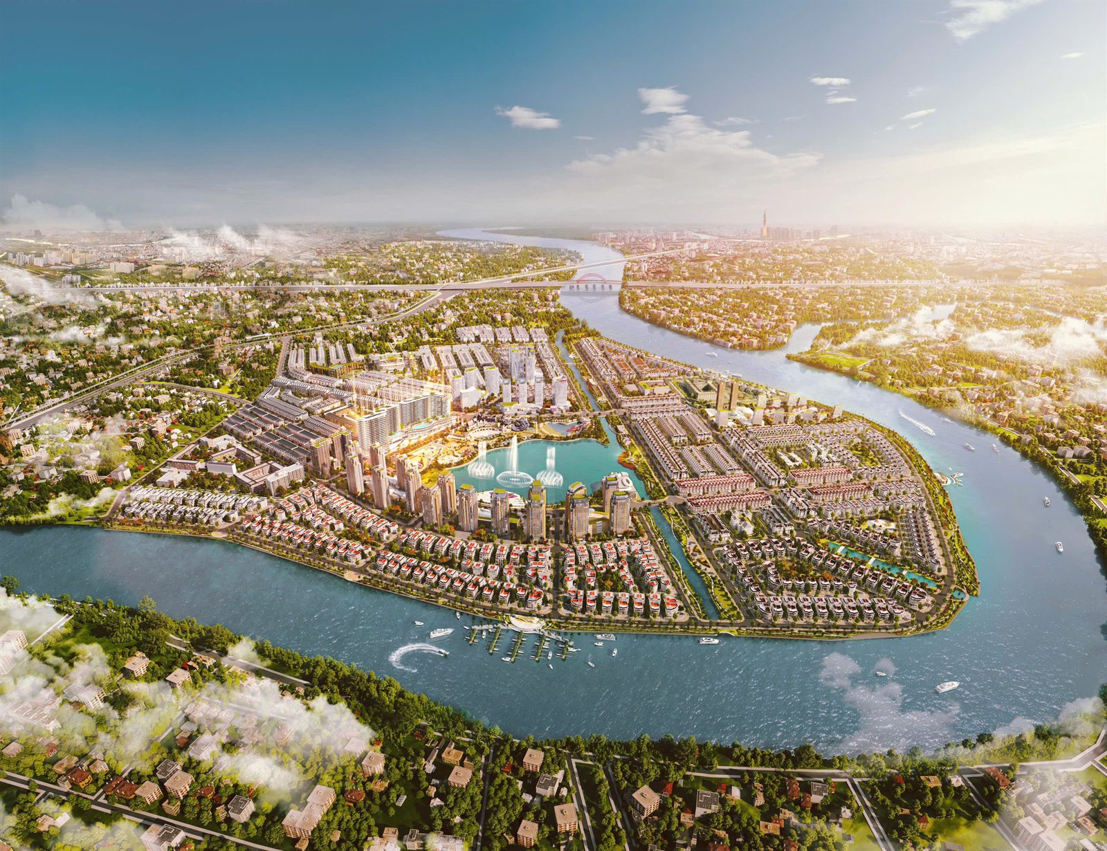 Toàn cảnh bán đảo Vạn Phúc City bên sông Sài Gòn